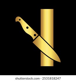 Knife Logo combine with letter W vector template