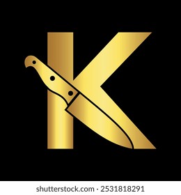 Knife Logo combine with letter W vector template