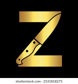 Cuchillo Logo combinado con la letra Z Vector Plantilla