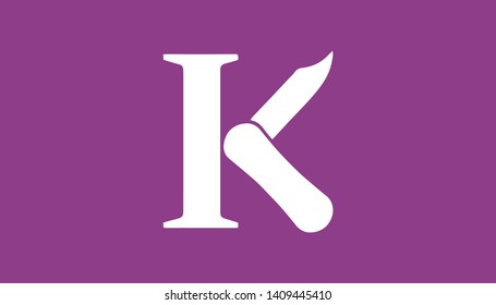 Knife logo in creative minimalist style. Vector illustration for K and knife logo