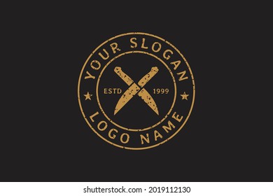 knife logo design, badge vintage style vector graphic