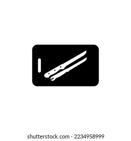 knife logo design on kitchen cutting board	
