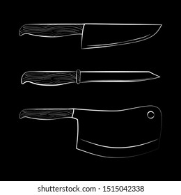 Knife Logo Hand Drawn Set Kitchen Stock Vector (Royalty Free ...