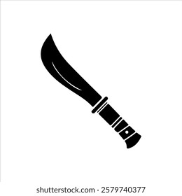 Knife machete vector icon silhouette illustration design on white background.