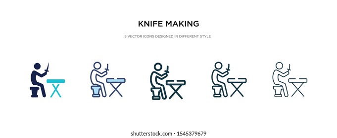 knife making icon in different style vector illustration. two colored and black knife making vector icons designed in filled, outline, line and stroke style can be used for web, mobile, ui