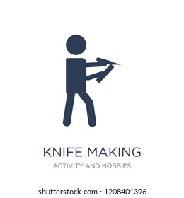 Knife making icon. Trendy flat vector Knife making icon on white background from Activity and Hobbies collection, vector illustration can be use for web and mobile, eps10