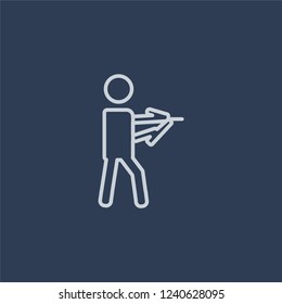 Knife making icon. Trendy flat vector line Knife making icon on dark blue background from Activity and Hobbies collection. 