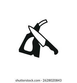 Knife and meat icon. Simple knife and meat icon for social media, app and web design. Vector illustration.