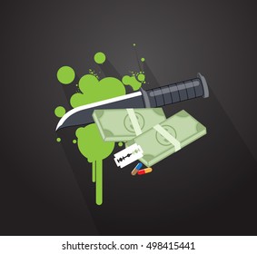 Knife with Money Vector Concept