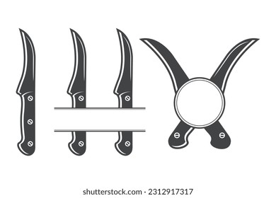 Vector de monograma de Cuchillo, Silhouette de Cuchillo, Vector de Cuchillo, Equipo de Restaurante, Imágenes prediseñadas, Cuchara de horquilla y monograma de Cuchillo, Vector, ilustración
