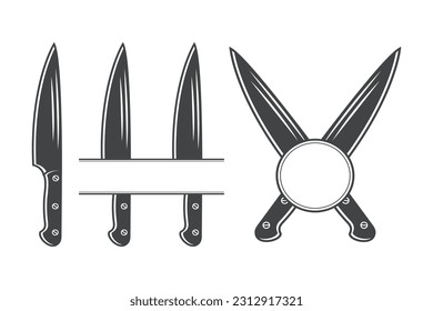 Knife Monogram vector, Knife Silhouette, Knife Vector, Restaurant Equipment, Clip Art, Fork Spoon and Knife monogram, Vector, illustration
