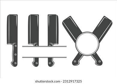 Vector de monograma de Cuchillo, Silhouette de Cuchillo, Vector de Cuchillo, Equipo de Restaurante, Imágenes prediseñadas, Cuchara de horquilla y monograma de Cuchillo, Vector, ilustración
