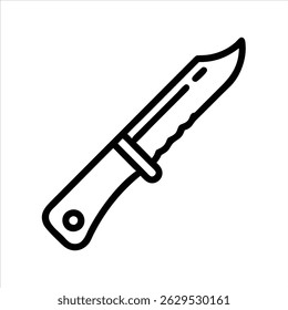 Diseño de icono de objeto de cuchillo en blanco y negro con contorno en negrita 