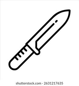 Knife object icon modern art design black and white with bold outline 