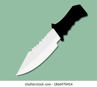 Knife, on a green background Vector illustration.