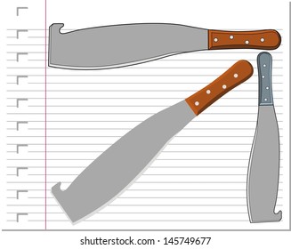 knife with on paper