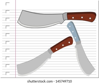 knife with on paper