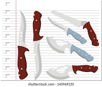 knife with on paper