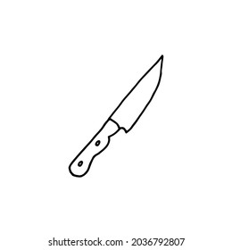 Knife on white background. Halloween. Hand drawn illustration of dagger. Doodle style.