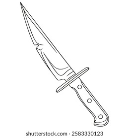 Knife One Line Drawing. continuous line sharp weapon art