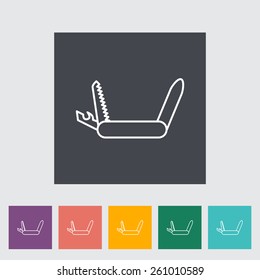 Knife. Outline icon on the button. Vector illustration.