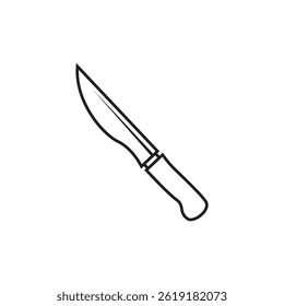 Vector del icono del contorno del cuchillo en el fondo blanco