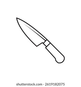 Vector del icono del contorno del cuchillo en el fondo blanco