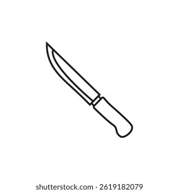 Vector del icono del contorno del cuchillo en el fondo blanco