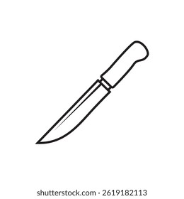 Vector del icono del contorno del cuchillo en el fondo blanco