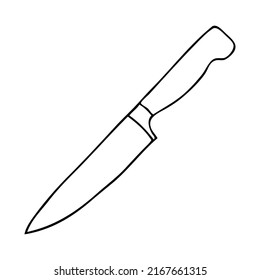 knife outline illustration,isolated on white background,top view