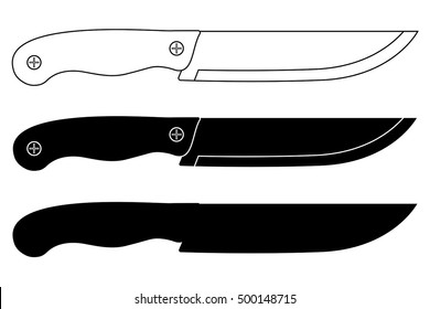 Knife. Outline silhouette icon. Vector illustration isolated on white background