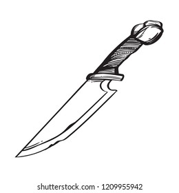 Knife. Outline vector illustration isolated on white background.