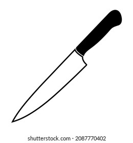Ilustración del vector de contorno de Knife aislada en blanco