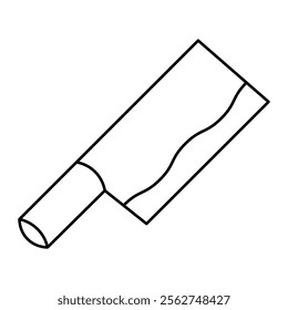 Knife Outline Vector Illustration. A simple black and white vector outline of a knife, featuring a straight blade and a handle with defined details.