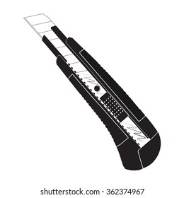 Knife for papers icon. Simple black vector symbol. Logo for web. Image for business.