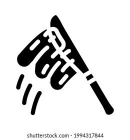 knife with peanut butter glyph icon vector. knife with peanut butter sign. isolated contour symbol black illustration