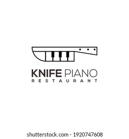 Ilustración del logo de Knife con Piano Diseño del vector