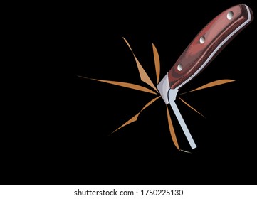 Knife pierced with torn marks,Vector photo