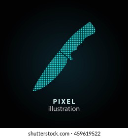 Knife - pixel icon. Vector Illustration. Design logo element. Isolated on black background. It is easy to change to any color.