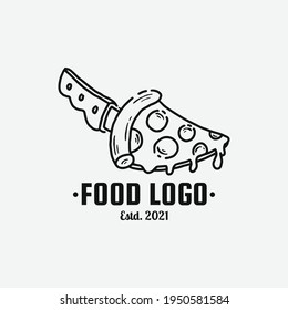 knife pizza vector logo template