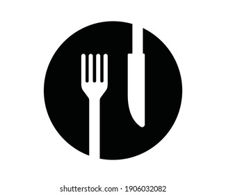 Knife, plate, and fork icon. Simple flat vector illustration isolated on white background.