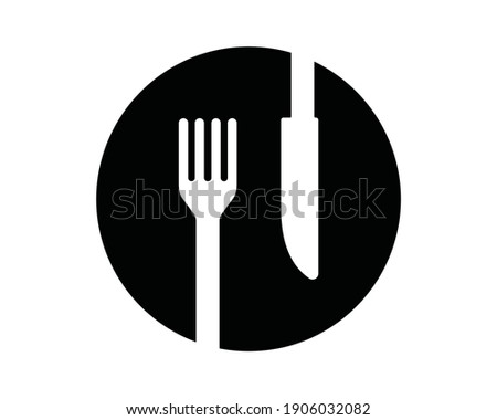 Knife, plate, and fork icon. Simple flat vector illustration isolated on white background.