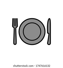 Knife plate and fork icon template for restaurant topics