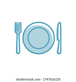 Plantilla de placa de cuchillo y icono de tenedor para temas de restaurante