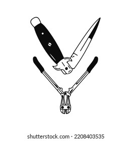 Messer- und Zange-Drahtseil-Vektorgrafik	