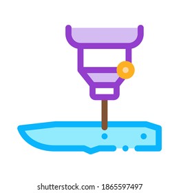 Vector de iconos de producción de cuchillos. Signo de producción de Cuchillos de esquema. Ilustración de símbolo de contorno aislado de color