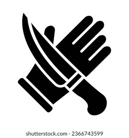 Knife Protector Glove Vector Glyph Icon For Personal And Commercial Use.
