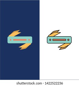 Knife, Razor, Sharp, Blade  Icons. Flat and Line Filled Icon Set Vector Blue Background