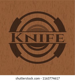 Knife realistic wooden emblem