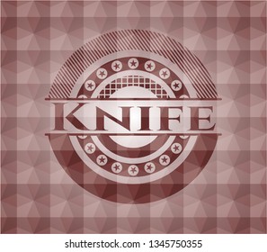 Knife red badge with geometric background. Seamless.